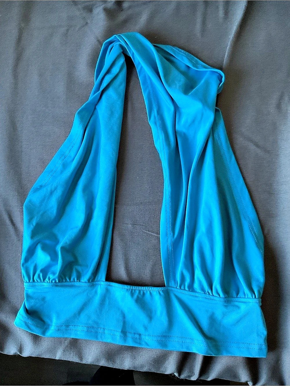 SHEIN BAE Solid Color Backless Halter Top Blue & Brown Large